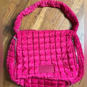 NWOT Alexis Bendel puffy quilted large tote bag shoulder purse, hot pink!
